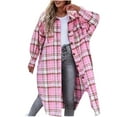 thumbnail image 1 of JGGSPWM Womens Plaid Button Down Long Jacket Coat Tops Winter Coat Trendy Pullover Long Sleeve Lapel V Neck Outwear Pink M, 1 of 4