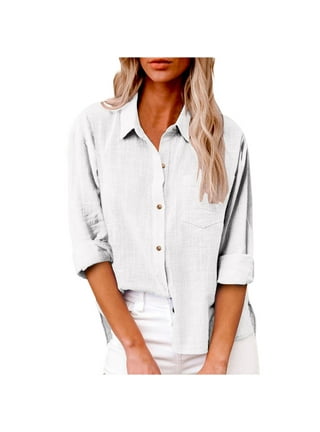 YYDGH Womens Cotton Linen Button Down Shirt 2023 Casual Long