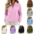 thumbnail image 1 of JGGSPWM Womens Quarter Zip Fleece Pullover Fuzzy Sherpa Jacket, Half Zip Mockneck Sweatshirt, Cozy Teddy Layering Tops Fall Winter Brown XXL, 1 of 7
