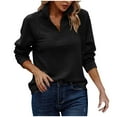 thumbnail image 1 of JGGSPWM Womens Quarter Zip V Neck Knit Casual Long Sleeve Solid Pullover Fall Spring Sweatshirts Black XL, 1 of 5