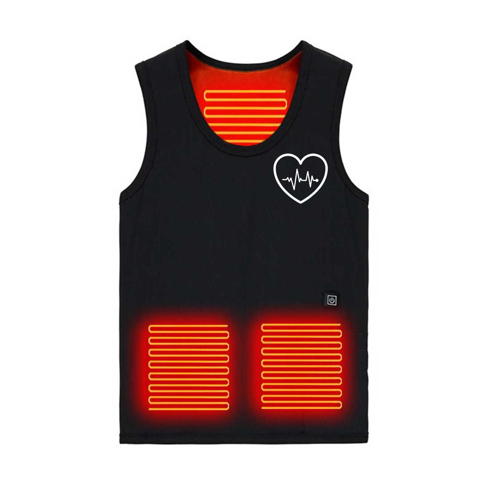 JGGSPWM Womens Scoop Neck Heart Print Heated Jacke Vest 3 Zone