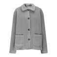 thumbnail image 1 of JGGSPWM Womens Sherpa Fleece Jackets Fuzzy Warm Winter Jackets Button Down Coat Solid Long Sleeve Outwear with Pockets Gray S, 1 of 6