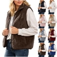 thumbnail image 1 of JGGSPWM Womens Sherpa Fleece Vest Sleeveless Zip Up Lightweight Fuzzy Warm Coat, Casual Cozy Layering Fall Winter Outerwear Yellow S, 1 of 9
