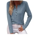 thumbnail image 1 of JGGSPWM Womens Shirts Going Out Casual Blouse Adorable V Neck Solid Henley Long Sleeve Pullover Tops Sky Blue S, 1 of 9