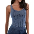 thumbnail image 1 of JGGSPWM Womens Sleeveless Denim Vest Crop Tank Tops Spaghetti Straps Slim Fit Summer Camisole Top Blue M, 1 of 4