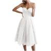 JGGSPWM Womens Sleeveless Lace Party Dress with Strapless Sweetheart Neckline Pleated Midi Skirt and Scalloped Hem White XL