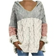 thumbnail image 1 of JGGSPWM Womens Solid Sweaters Spring Pullover Fashion Jumper Long Sleeve Cotton Sweater V Neck Sweaters White XXL, 1 of 6