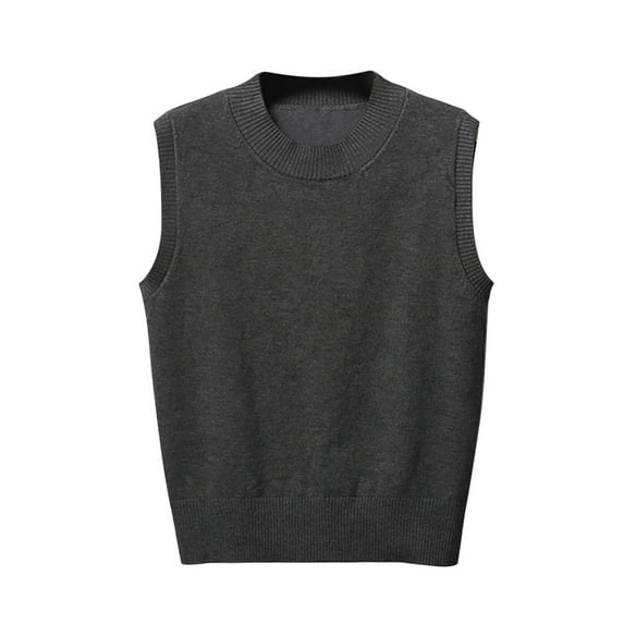 JGGSPWM Womens Solid Vest Sweaters Crew Neck Sweaters Sleeveless Trendy Sweater Basic Jumper Soft Pullover Dark Gray XXXL