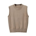 thumbnail image 1 of JGGSPWM Womens Solid Vest Sweaters Crew Neck Sweaters Sleeveless Trendy Sweater Basic Jumper Soft Pullover Khaki L, 1 of 5