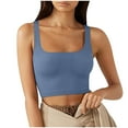 thumbnail image 1 of JGGSPWM Womens Square Neck Longline Sports Bra Workout Crop Tank Tops Padded Yoga Camisole with Built in Pads Blue XXL, 1 of 6