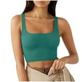 thumbnail image 1 of JGGSPWM Womens Square Neck Longline Sports Bra Workout Crop Tank Tops Padded Yoga Camisole with Built in Pads Green XL, 1 of 6