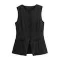 thumbnail image 1 of JGGSPWM Womens Suit Vest Business Tops Sleeveless Button Down Blazer Style Casual Waistcoat Office Formal Dressy Vest Black L, 1 of 3
