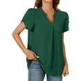 thumbnail image 1 of JGGSPWM Womens Summer Casual Petal Short Sleeve V Neck Dressy Blouses Tunic Tops for Leggings T-Shirts Green XL, 1 of 4