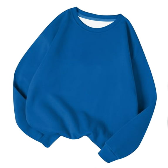 JGGSPWM Womens Sweatshirts Casual Twill Oversized Tops Relaxed Fit Crew Neck Solid Sweatshirt Fashion Long Sleeve Pullovers Sky Blue S