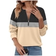 thumbnail image 1 of JGGSPWM Womens Sweatshirts Half Zip Fleece Pullover Tops Color Block Quarter Zipper Hoodies Fashion Fall Winter Clothes Yellow L, 1 of 3