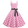 thumbnail image 1 of JGGSPWM Womens Sweetheart Neck Sleeveless Dress 50s 60s Vintage Bow Tie Waist Dresses Polka Dot Dress A-line Dress Pink S, 1 of 9