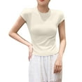 thumbnail image 1 of JGGSPWM Womens T Shirts Basic Short Sleeve Crew Neck Slim Fit Tees Summer Workout Casual Trendy Versatile Tops White XL, 1 of 7