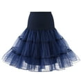 thumbnail image 1 of JGGSPWM Womens Tulle Ruffle Mini Skirt Elastic Waist Layered High Waist Pleated Short Dancing Skirts Navy XL, 1 of 1