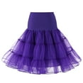 thumbnail image 1 of JGGSPWM Womens Tulle Ruffle Mini Skirt Elastic Waist Layered High Waist Pleated Short Dancing Skirts Purple L, 1 of 1