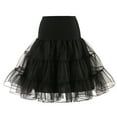 thumbnail image 1 of JGGSPWM Womens Tulle Ruffle Mini Skirt Elastic Waist Layered High Waist Pleated Short Dancing Skirts black XL, 1 of 3