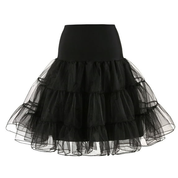 JGGSPWM Womens Tulle Ruffle Mini Skirt Elastic Waist Layered High Waist Pleated Short Dancing Skirts black XL