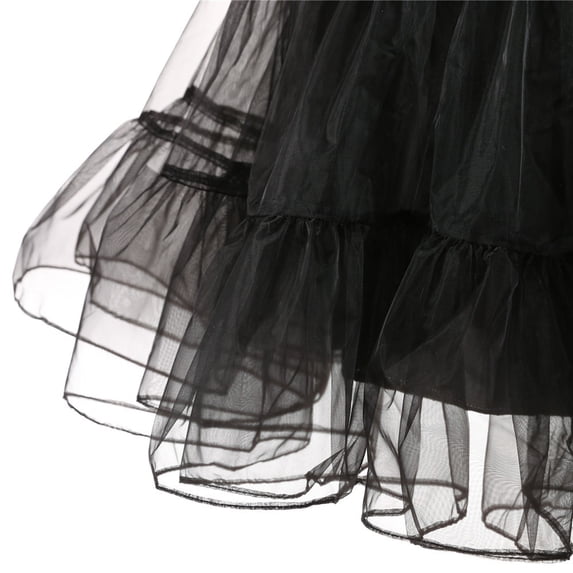 JGGSPWM Womens Tulle Ruffle Mini Skirt Elastic Waist Layered High Waist Pleated Short Dancing Skirts black S