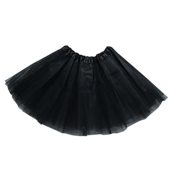 JGGSPWM Womens Tulle Tutu Mini Skirt Elastic Waist Pleated Gauze Short Dancing Skirts Black One Size