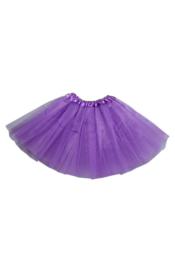 Womens Tulle Tutu Mini Skirt Elastic Waist Pleated Gauze Short Dancing Skirts Purple One Size