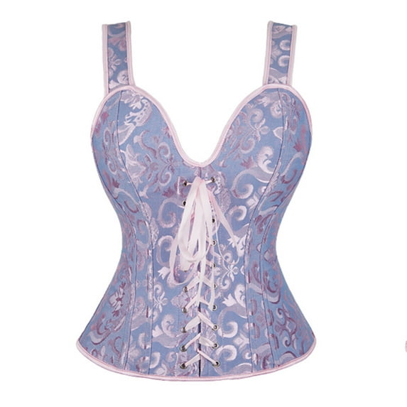 JGGSPWM Womens Victorian Sexy Strap Lace up Corsets and Bustiers Top Overbust Shapewear Pink XL