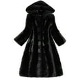 thumbnail image 1 of JGGSPWM Womens Warm Dressy Fancy Winter Solid Lapel Collar Long Sleeve Long Fluffy Trench Coat Fuzzy Jacket Outwear Black XXXL, 1 of 5