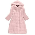 thumbnail image 1 of JGGSPWM Womens Warm Dressy Fancy Winter Solid Lapel Collar Long Sleeve Long Fluffy Trench Coat Fuzzy Jacket Outwear Pink XXL, 1 of 6