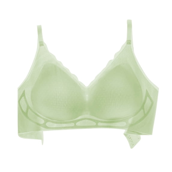 JGGSPWM Womens Wireless Push Up Seamless Bras No Underwire Adjustable Strap Comfort Ice Silk Back Smoothing Full Coverage Everyday Sports Bra Green XL