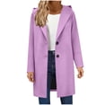 thumbnail image 1 of JGGSPWM Womens Woolen Blend Pea Coat Single Breasted Hooded Trench Jackets Fashion Winter Solid Color Loose Long Sleeved Overcoat Purple XL, 1 of 9
