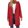 thumbnail image 1 of JGGSPWM Womens Woolen Blend Pea Coat Single Breasted Hooded Trench Jackets Fashion Winter Solid Color Loose Long Sleeved Overcoat Red M, 1 of 9