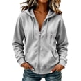 thumbnail image 1 of JGGSPWM Womens Zip Up Hoodies Solid Color Casual Long Sleeve Zipper Sweatshirts Fall Winter Comfy Track Jackets with Pockets Gray L, 1 of 9