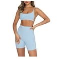 thumbnail image 1 of JGGSPWM Workout Outfits for Women 2 Piece Solid Exercise Sleeve Cami Tops High Waist Leggings Active Yoga Set Light Blue S, 1 of 8