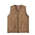thumbnail image 1 of JGGSPWM (XXL-5XL) Women's Plus Size Lightweight Quilted Puffer Vest Solid Color Sleeveless V-neck Button Padded Gilet Brown XXL, 1 of 4