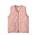 thumbnail image 1 of JGGSPWM (XXL-5XL) Women's Plus Size Lightweight Quilted Puffer Vest Solid Color Sleeveless V-neck Button Padded Gilet Pink XXXXXL, 1 of 4
