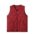 thumbnail image 1 of JGGSPWM (XXL-5XL) Women's Plus Size Lightweight Quilted Puffer Vest Solid Color Sleeveless V-neck Button Padded Gilet Red XXXXXL, 1 of 6