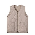 thumbnail image 1 of JGGSPWM (XXL-5XL) Women's Plus Size Lightweight Quilted Puffer Vest Solid Color Sleeveless V-neck Button Padded Gilet Yellow XXXXXL, 1 of 9