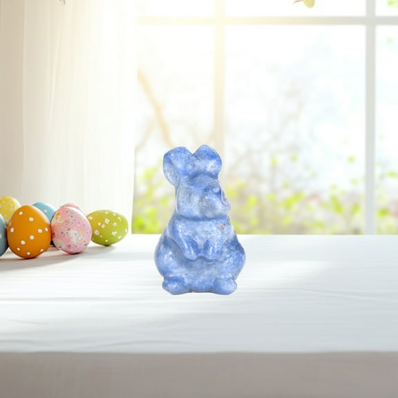 JGJJUGN 1.5 Inch Natural Crystal Bunny Figurine, Polished Stone Rabbit Sculpture, Cute Handcrafted Crystal Carving, Home Office Desk Decoration, Unique Gift for Collectors and Decor Enthusiasts