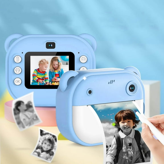 JGJJUGN 1080P HD Instant Camera, Dual Lens Thermal Photo Printer, Video Recording, 24MP, 2.4" Screen, Includes 2 Rolls of Printing Paper, Rechargeable Battery, Colorful Camera