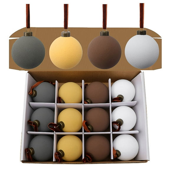 JGJJUGN 12 Pack 6cm Flocked Christmas Ball Ornaments - Plastic Xmas Tree Hanging Decorations - Indoor Holiday Decor - Textured Xmas Orbs for Home, Living Room, and Porch Decoration