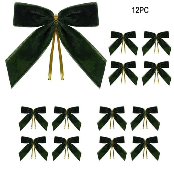 JGJJUGN 12-Piece Velvet Christmas Bow Decorations, Mini Wreath Bows for Holiday Decor, Christmas Tree Bows, Festive Gift Wrapping, Reusable Velvet Ribbon Accents, Burgundy Color