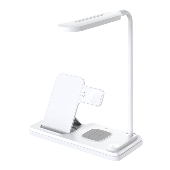 JGJJUGN 15W Fast Wireless Charging Desk Lamp with Touch Control, 4-in-1 Multifunctional Bedside Light, 3 Lighting Modes, Wireless Charger for Smartphone, Headphones, Smartwatch