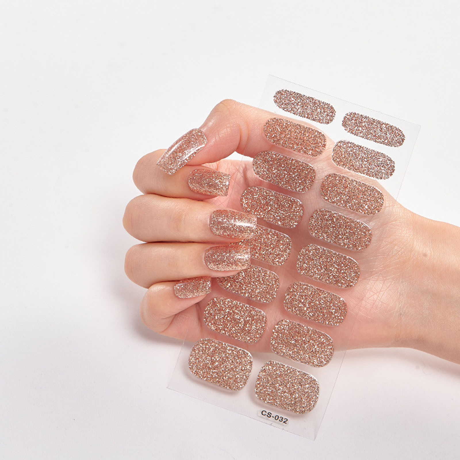JGJJUGN 16 Sheets Glitter Nail Wraps Nail Polish Stickers Self Adhesive 