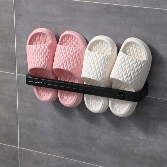JGJJUGN 180 Degree Foldable Slipper Rack - Non-Perforated Shoe Storage Shelf for Bathroom, Kitchen, Travel - Space-Saving Hanging Shoe Organizer