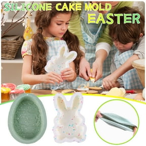 JGJJUGN 2PC Easter Silicone Cake Molds, DIY Colorful Shape Baking Trays, Non-Stick Cake Pans for Desserts, Bread, Fruit Cakes, Kitchen Bakeware, Food Grade, Easy Clean, Reusable
