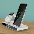 thumbnail image 1 of JGJJUGN 3 in 1 Wireless Charger Stand with Clock, Vertical Fast Charging Station for Mobile Phone, Smartwatch, and Earbuds, 15W Charging Dock, Compact Design, USB Quick Charge, Ideal Gift Option, 1 of 8