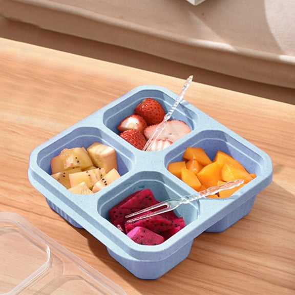 JGJJUGN 4 Compartments Bento Box, Reusable Meal Prep Containers, Divided Food Storage for Lunch, Snack Organizer, Stackable Plastic Container, Microwave & Dishwasher Safe, Travel-Friendly